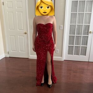 Glamorous Strapless Red Sequin Dress